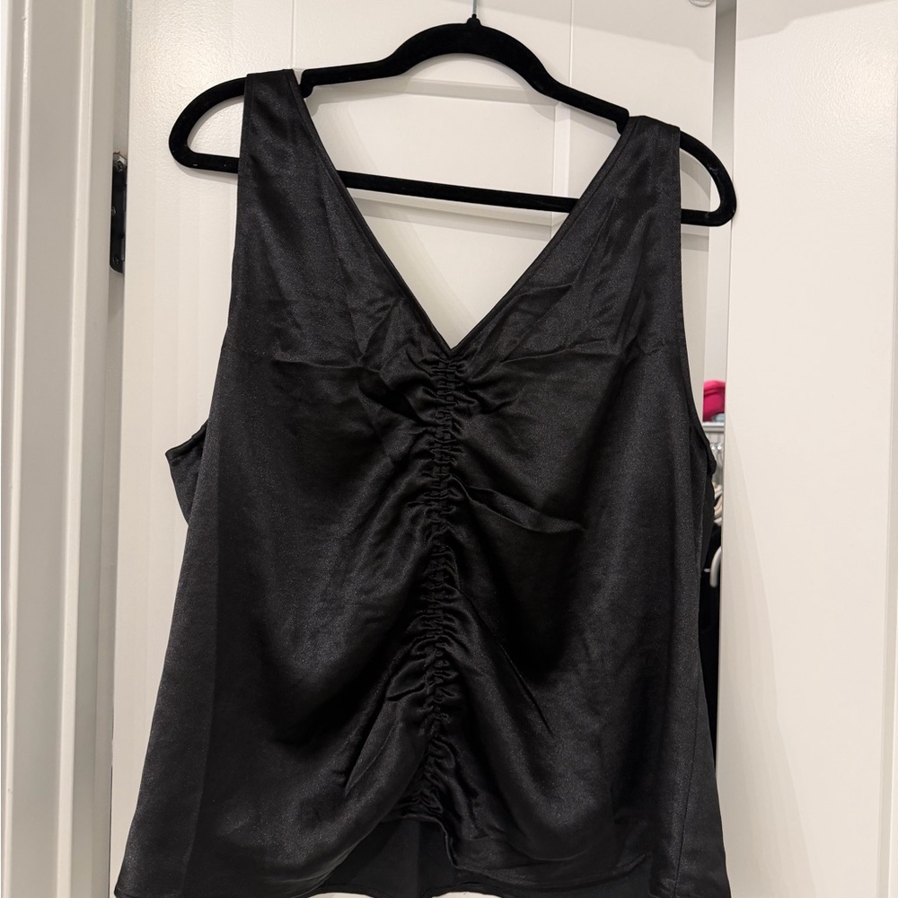 H&M Black Ruched V-Neck Blouse